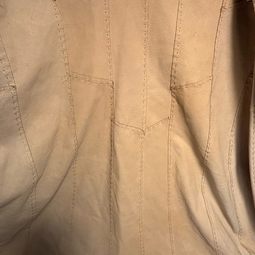 Coldwater Creek Tan Leather Blazer Jacket Women’s XL Button Front - Picture 13 of 16